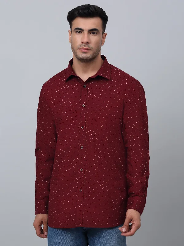 Men's Neutral-Tone Shirts for Versatile StylingMen's Maroon Casual Ditsy Print Full Sleeve Shirt