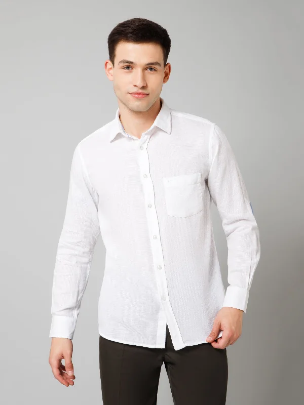 Men's Tailored Shirts for a Sharp AppearanceMen's White Casual Plain Full Sleeve Shirt