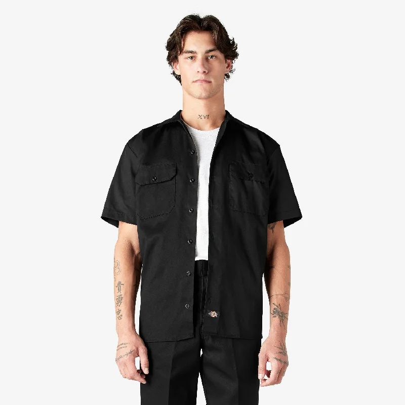 Men's Stain-Resistant Shirts for Mess-Free WearDickies Men's Short Sleeve Work Shirt_Black