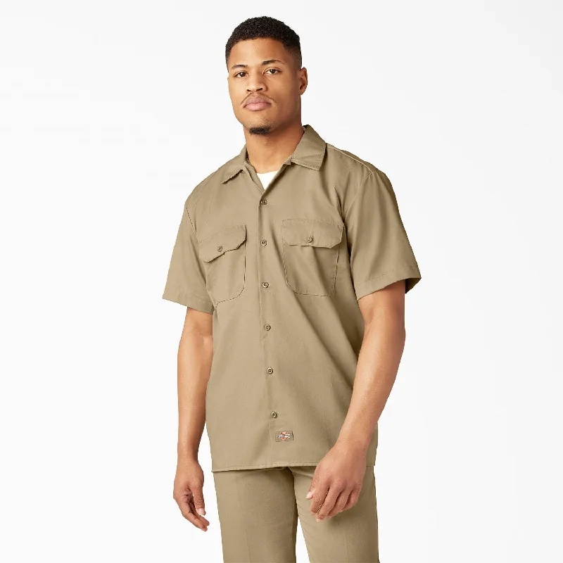 Durable Men's Work ShirtsDickies Men's Short Sleeve Work Shirt_Khaki