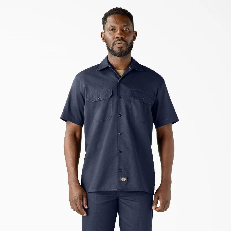 Men's Bold-Color Shirts for a Statement PieceDickies Men's Short Sleeve Work Shirt_Navy