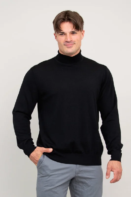 Men's Sweaters with Relaxed FitsEric Sweater, Black, 100% Merino Wool