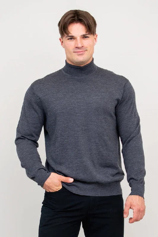 Men's Sweaters with Skinny FitsEric Sweater, Charcoal, 100% Merino Wool