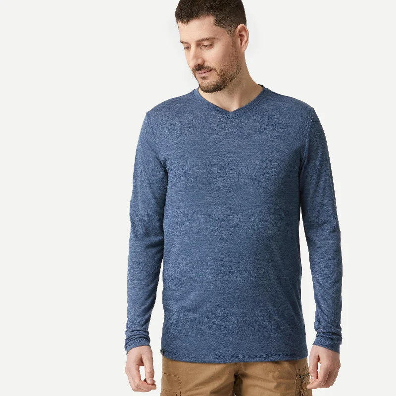 Men's Limited Edition Shirts for ExclusivityForclaz Men's Travel 500 Merino Wool Long-sleeve Shirt