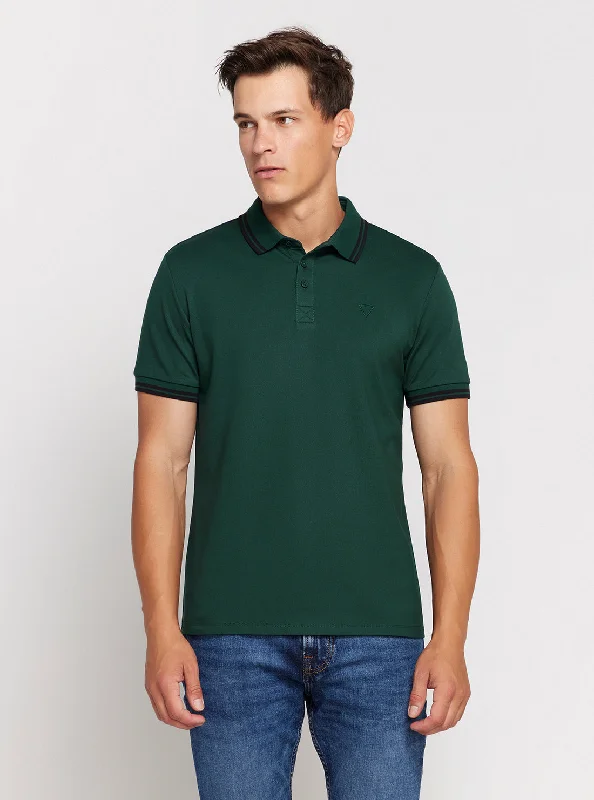 Durable Men's Work ShirtsGreen Short Sleeve Pique Polo Shirt