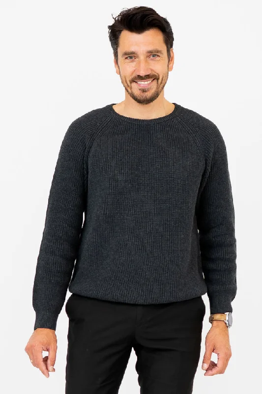 Men's Sweaters with Checkerboard PatternsJackson Sweater, Charcoal, Cotton