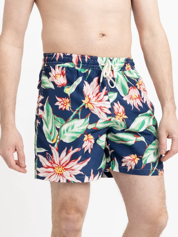 Men's Pants with Water-Resistant FabricNavy 5.75-Inch Floral Swim Trunks