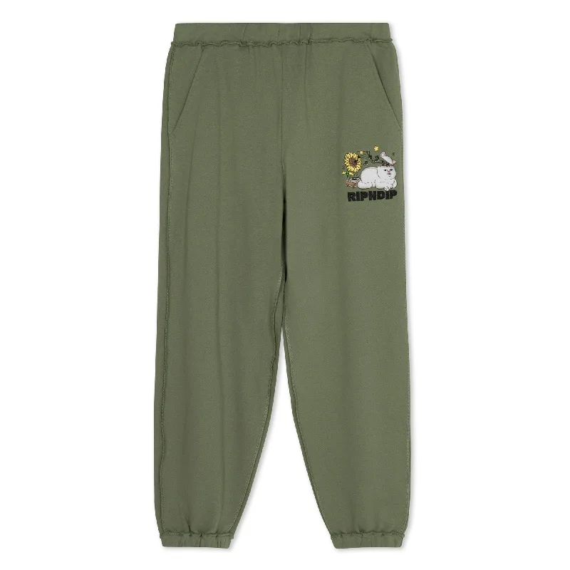 Men's Patterned Pants with Geometric DesignsNo Music No Life Sweatpants (Dusty Olive)