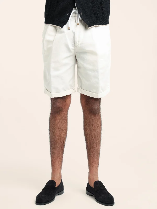 Men's Pants with Stain-Resistant TreatmentOat Garment-Dyed Linen-Cotton Bermuda Shorts