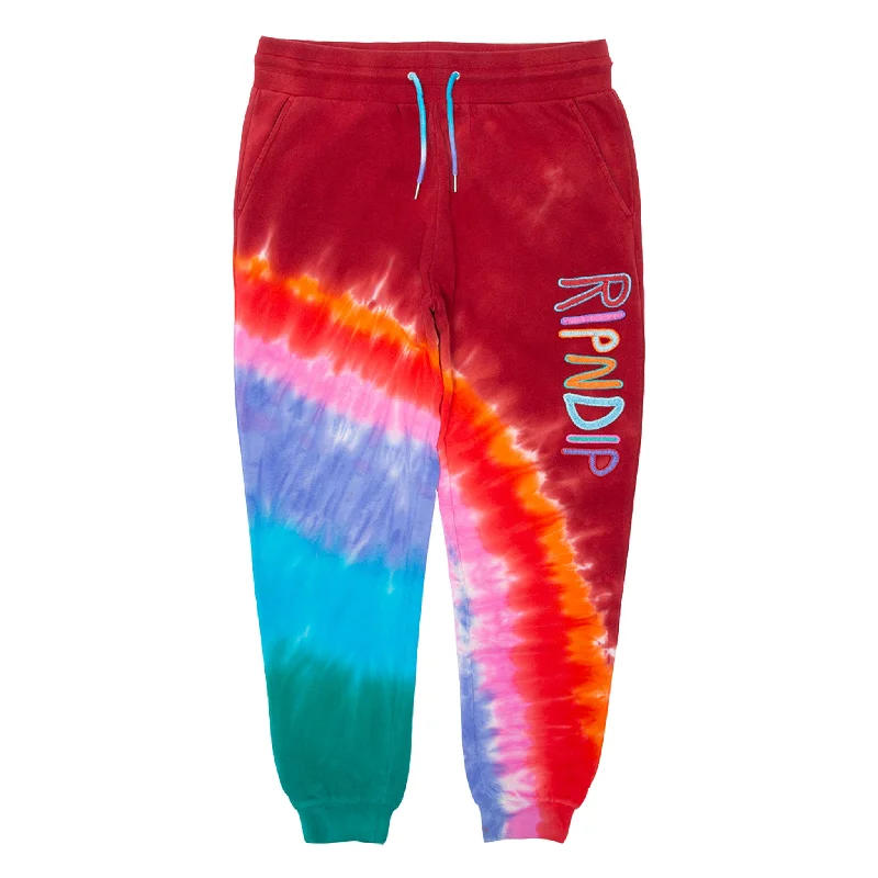 Men's Pants with Appliqué DetailsOG Prisma Embroidered Sweatpants (Red Tie Dye)