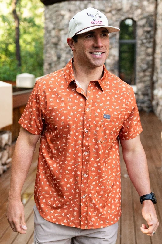 Comfortable Men's Flannel ShirtsPerformance Button Up -  Lone Star State Orange