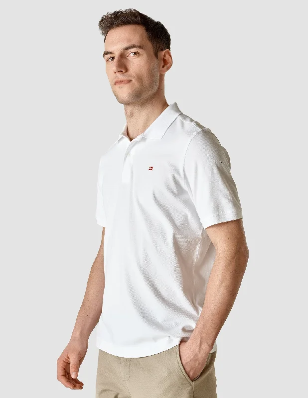 Men's Affordable Shirts for Budget-Friendly StylePiquet Flag Polo Shirt White