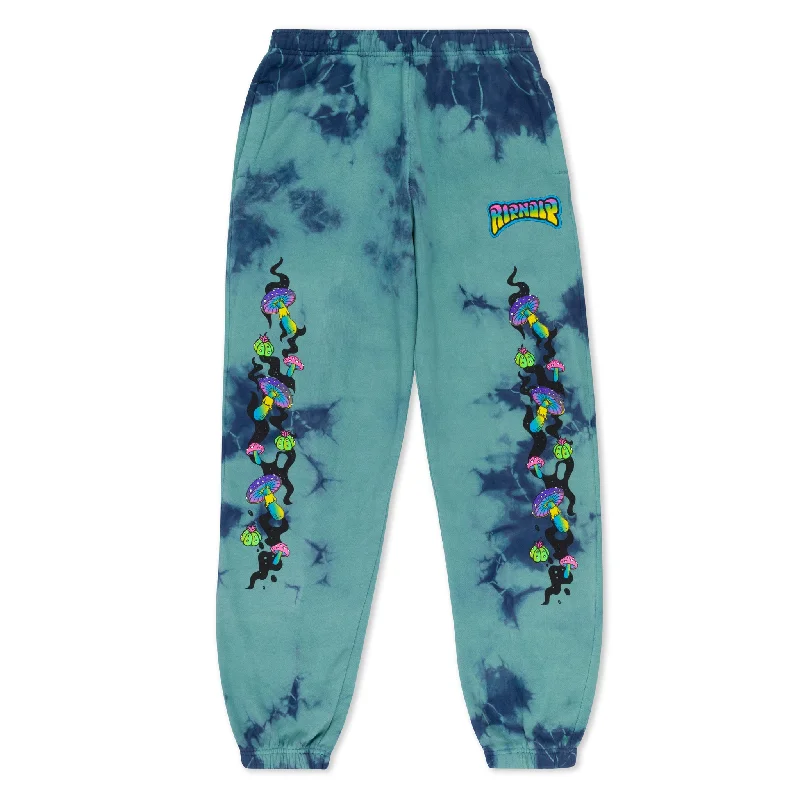 Men's Pants with Hidden PocketsPsychedelic Garden Sweatpants (Navy/Aqua Lightning Wash)