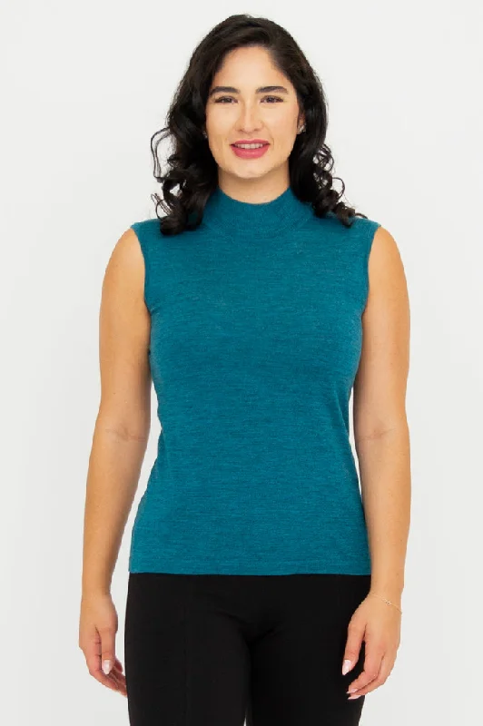 Men's Sweaters with High-Neck DesignsRita Sweater, Teal, Merino Wool