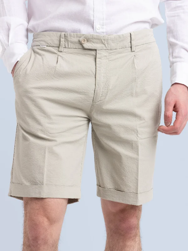 Lightweight Men's Linen PantsSand Green Seersucker Bermudas