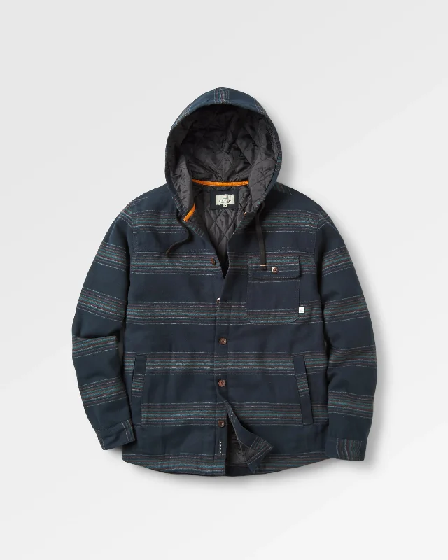 Men's Weekend Shirts for Leisurely OutingsSherwood Check Hooded Shirt Jacket - Black Stripe