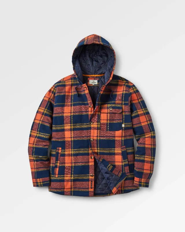 Men's Henley T-Shirts for a Casual TwistSherwood Check Hooded Shirt Jacket - Rich Navy/Burnt Orange