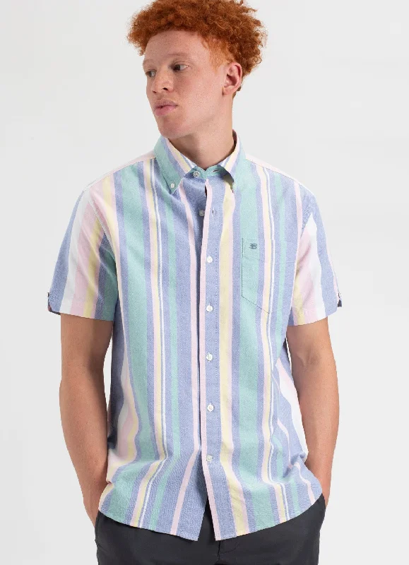 Men's Custom Dress Shirts for a Personalized FitShort Sleeve Brighton Oxford Organic Stripe Shirt