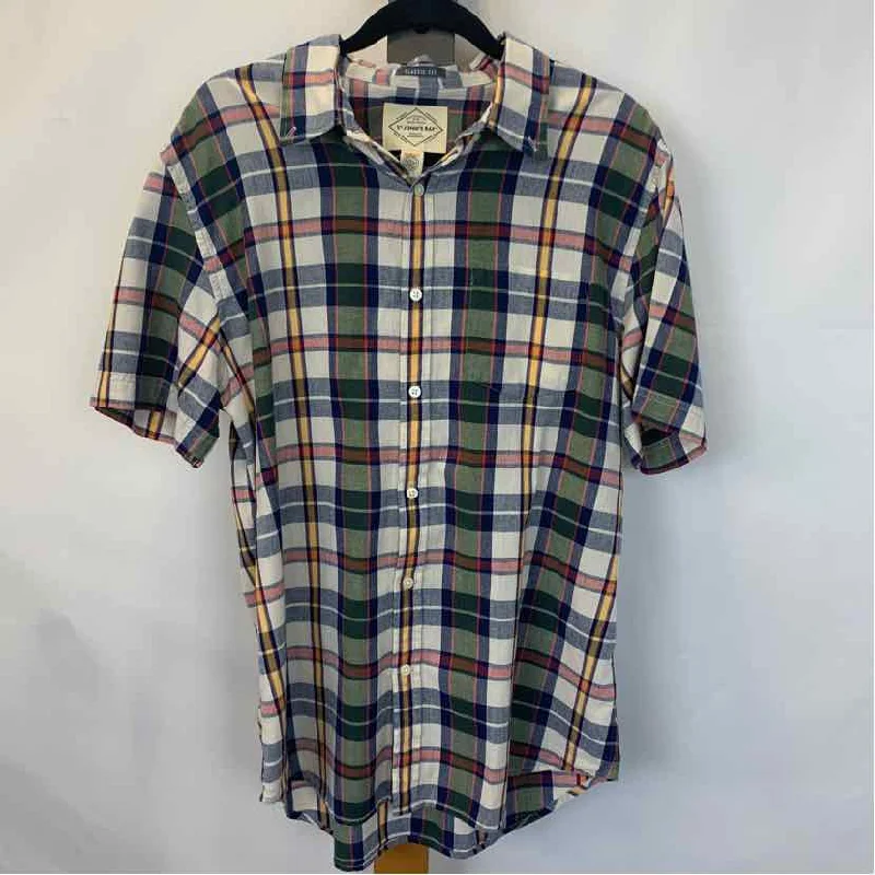 Men's Crew Neck T-Shirts for Everyday WearSt Johns Bay Men's Size L Navy Plaid Short Sleeve Shirt