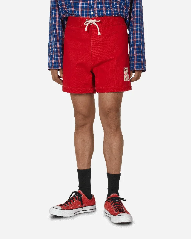 Men's Solid-Colored Pants for VersatilityCotton Twill Shorts Red