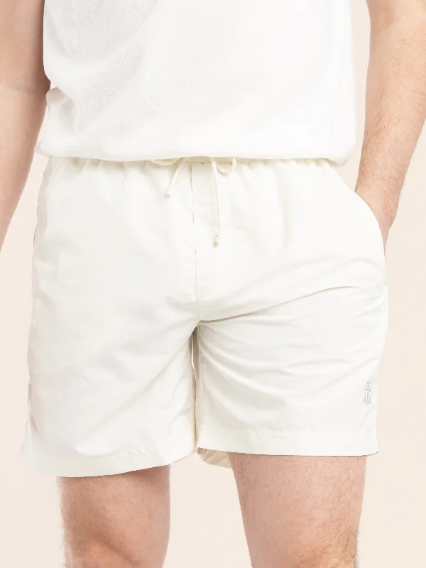 Men's Pants with Logo EmbossmentsWhite Swim Shorts