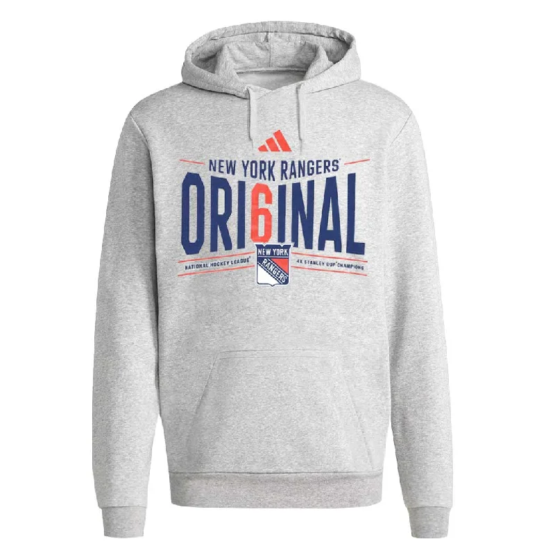 Men's Shirts with Mock Necksadidas - Men's New York Rangers Original Six Hoodie (GA4874)