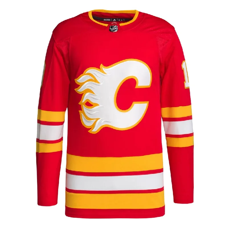 Men's Shirts with Moisture-Wicking Fabricadidas - Men's Calgary Flames Authentic Jonathan Huberdeau Home Jersey (IN0842)