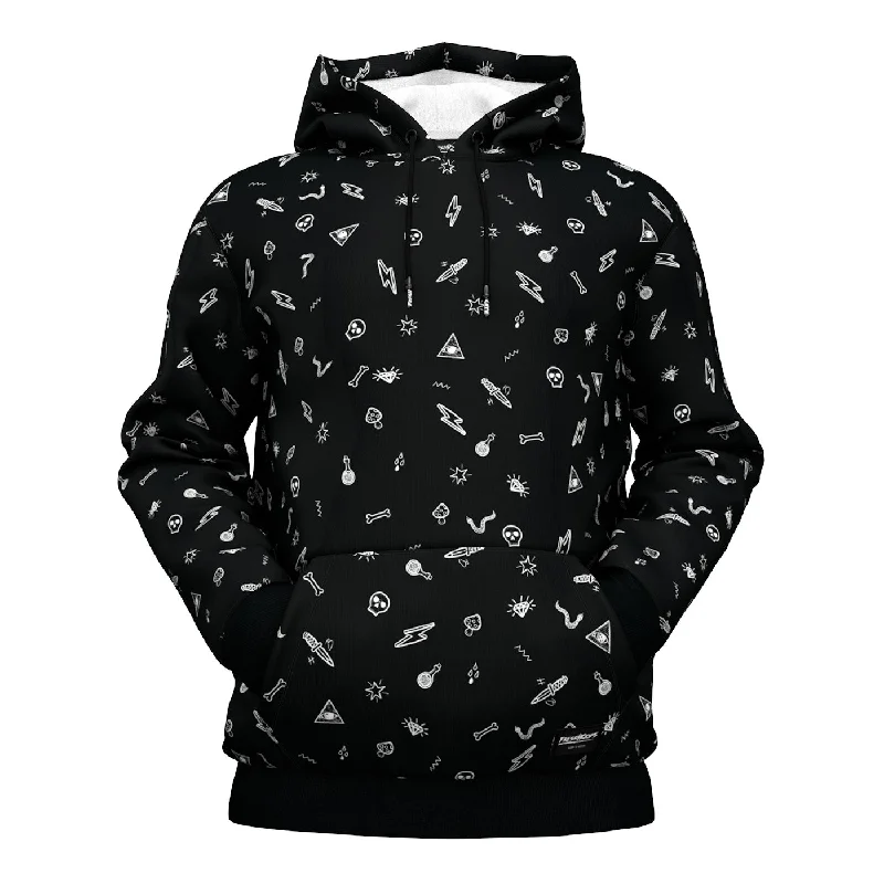 Luxurious Men's Cashmere HoodiesBlack Patterned Hoodie