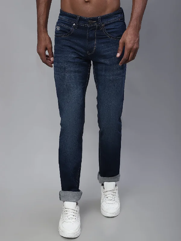 Men's Jeans with a Destroyed LookMen's Ultra Narrow fit Light Fade Indigo Blue  Jeans