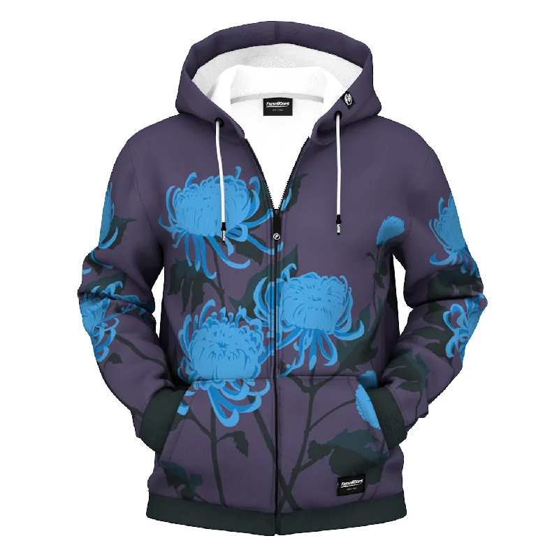 Men's Hoodies with InsulationChrysanthemum Zip Up Hoodie