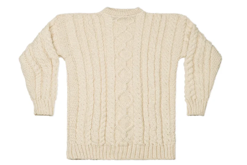 Men's Sweaters with Kangaroo PocketsCrew Neck Aran Sweater In Cream