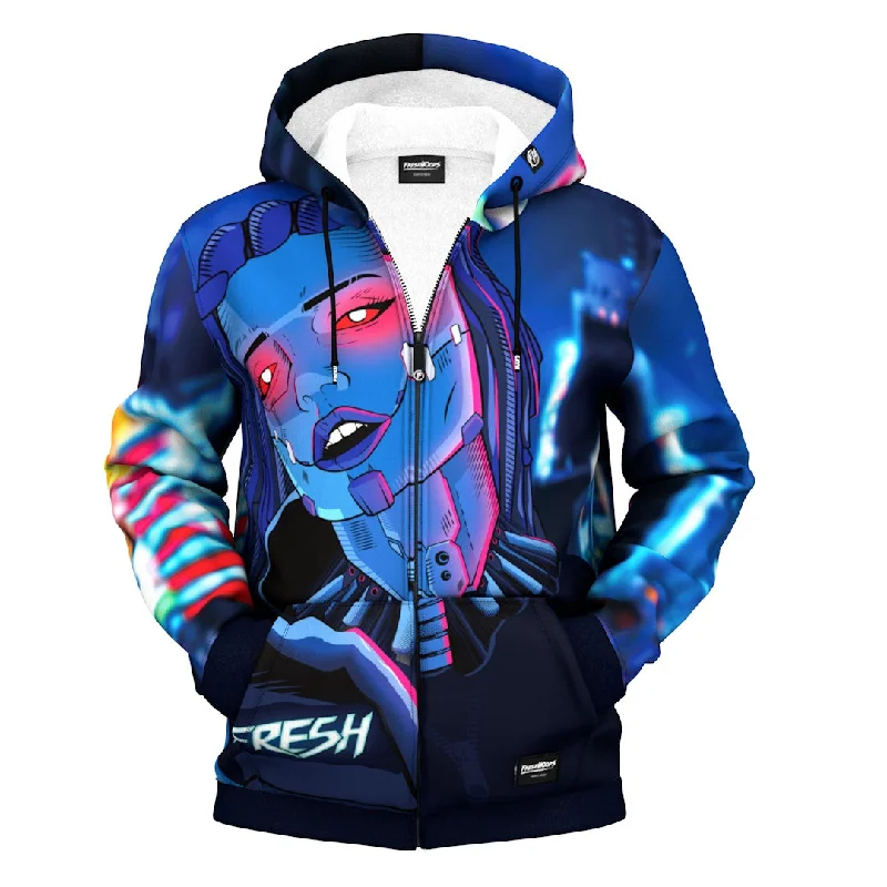 Men's Hoodies for RunningCyber Girl Zip Up Hoodie