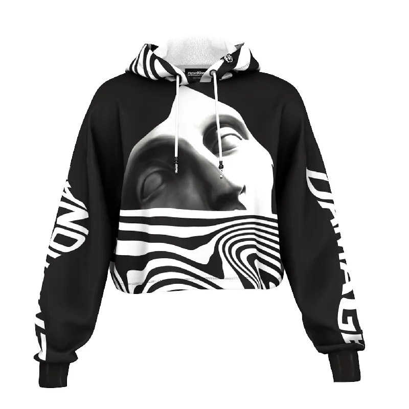 Men's Hoodies with Contrast Fabric PanelsEmotional Damage Cropped Hoodie