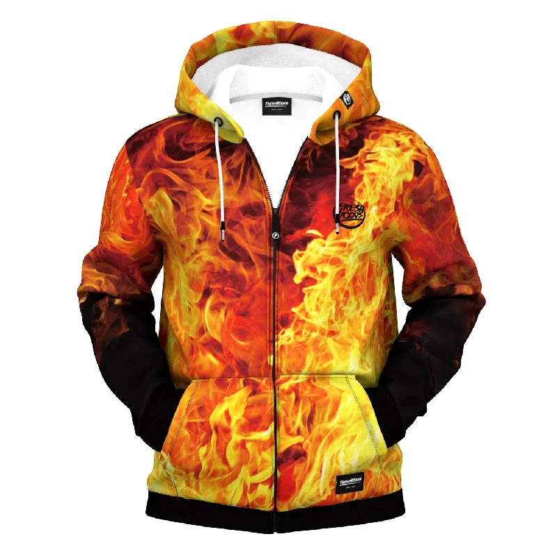 Men's Hoodies for Short MenFresh Flames Zip Up Hoodie