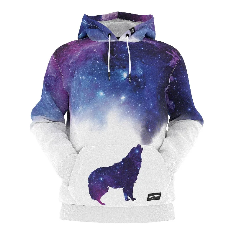 Essential Men's Sports HoodiesGalaxy Howling Wolf Hoodie