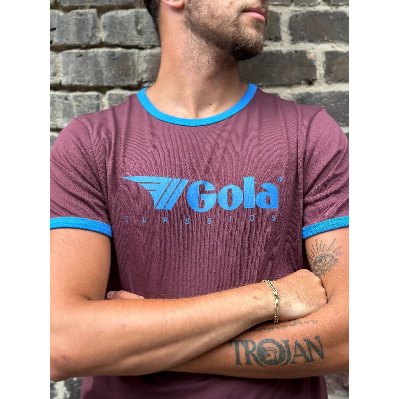 Men's Shirts for Outdoor ActivitiesGola - Claret & Blue Short Sleeve Ringer - T-Shirt