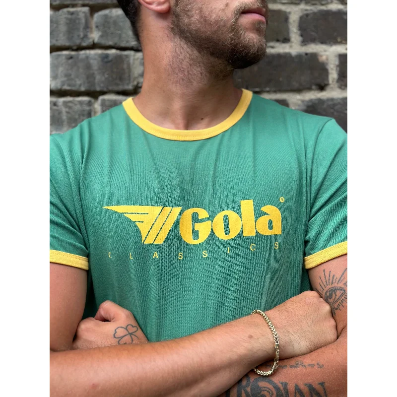 Men's Shirts with French CuffsGola - Green & Yellow Short Sleeve Ringer - T-Shirt