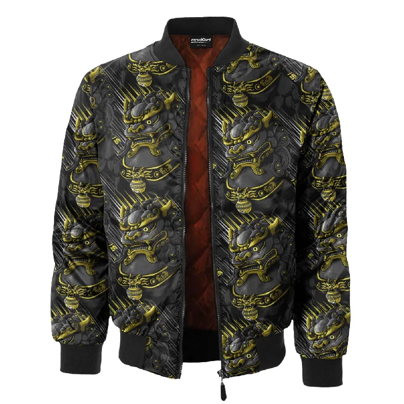 Men's Coats with Stretch FabricGolden Dragon Bomber Jacket