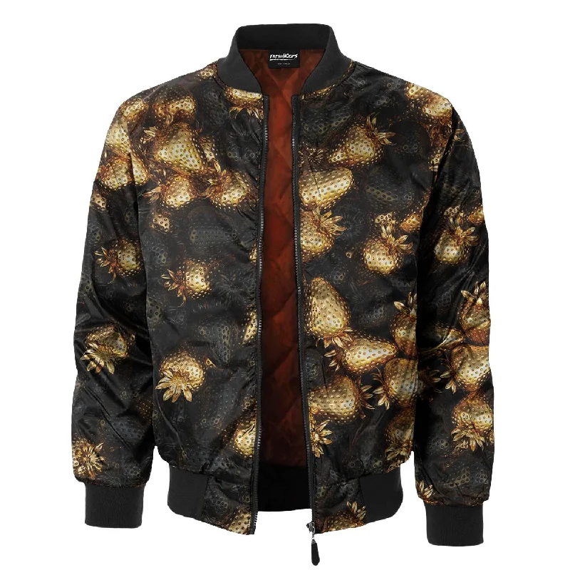 Men's Coats with Velcro ClosuresGolden Treasure Bomber Jacket