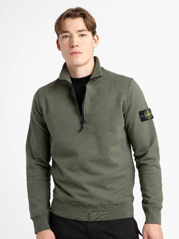 Men's Sweaters for SpringGreen Cotton Quarter-Zip Sweater