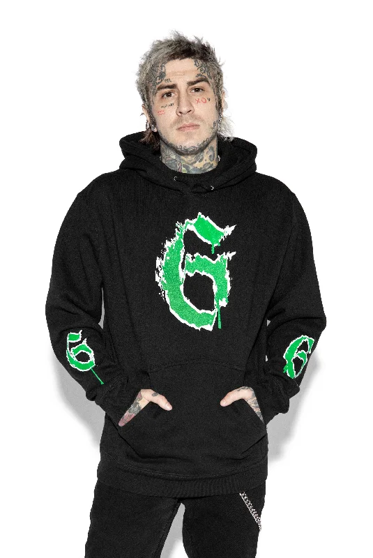 Men's Sweaters with Elastic CuffsGreen Six - Heavyweight Hooded Pullover Sweater