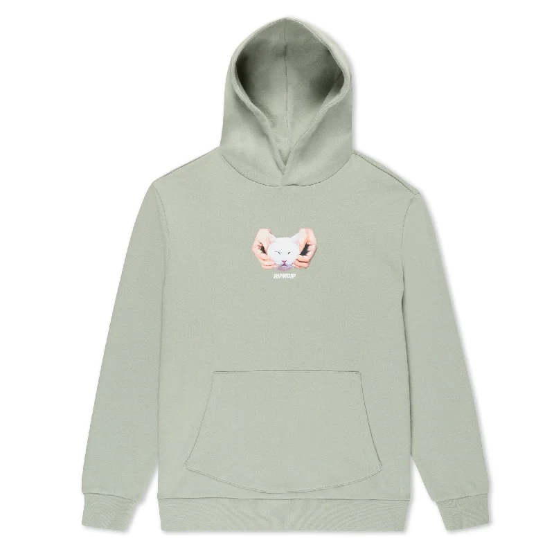 Men's Hoodies with ThumbholesHappy Kitty Hoodie (Sage)