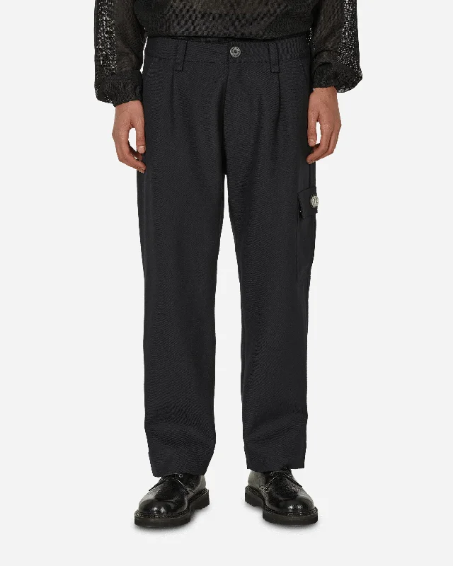 Men's Ripped JeansMerino Piston Pleated Patch Cargo Pants Black