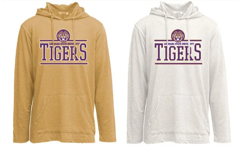 Men's Shirts with High NecksLSU Tigers  Wash Crew Hooded Long-Sleeve T-Shirt