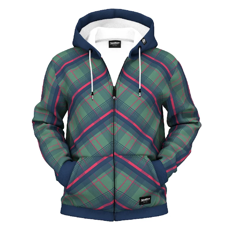 Men's Hoodies with Stretch FabricMid Plaid Zip Up Hoodie