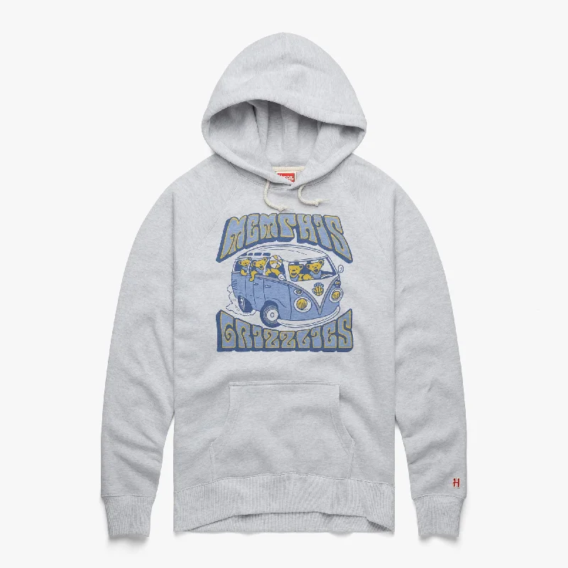 Men's Hoodies with Asymmetric ZippersNBA x Grateful Dead x Grizzlies Bears And Bus Hoodie