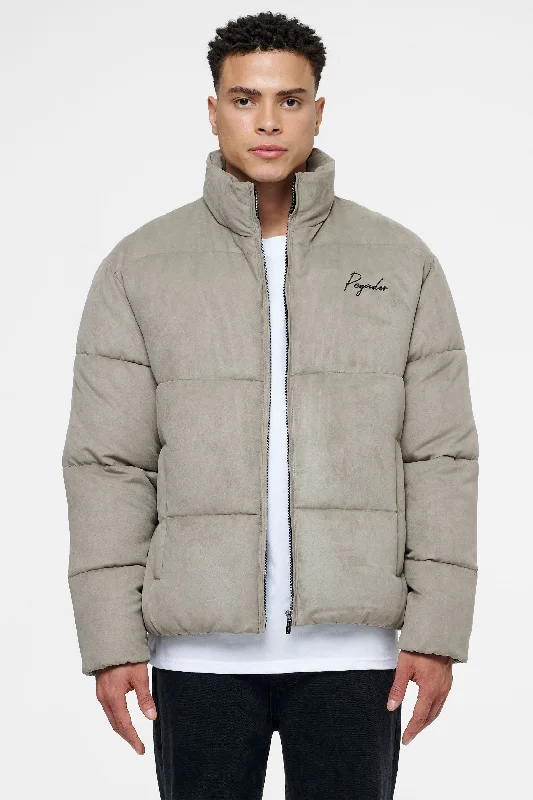 Men's Coats for Skinny MenNeum Suede Puffer Jacket Frost Grey