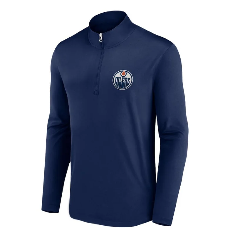 Men's Shirts with Full PlacketsNHL - Men's Edmonton Oilers Long Sleeve 1/4 Zip (NHXX0AIMJQPP1CA 41NVY)