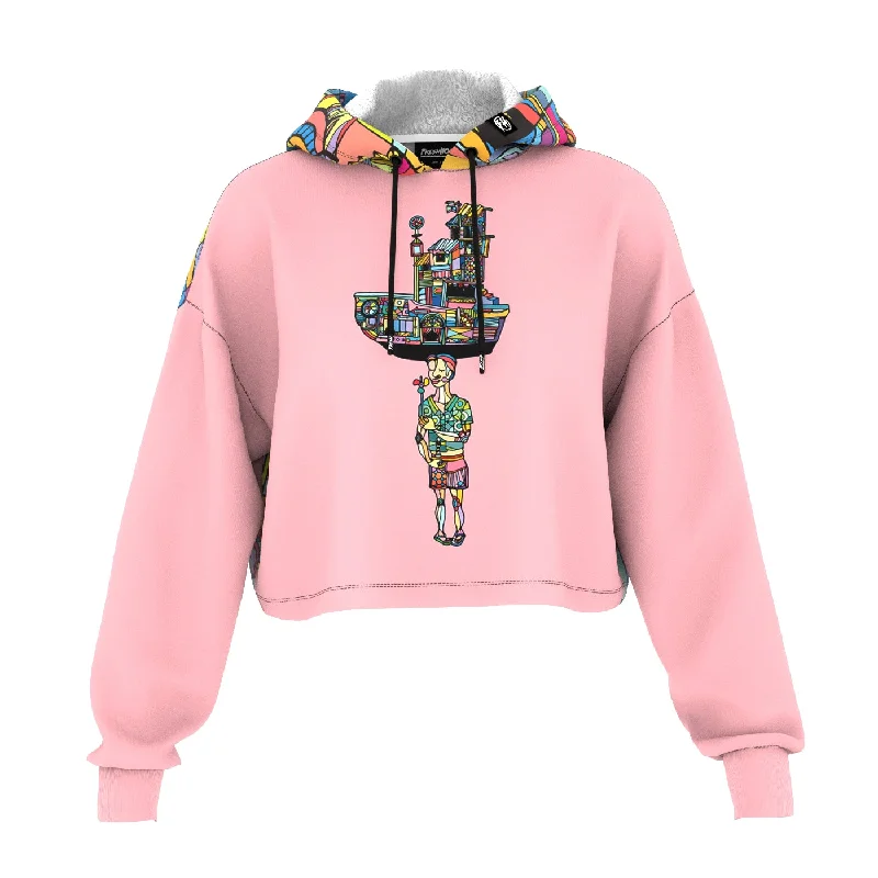 Men's Hoodies for StreetwearOlindo Pink Cropped Hoodie