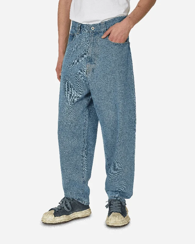 Men's Jeans with Functional PocketsP-Pokets Denim Pants Sax